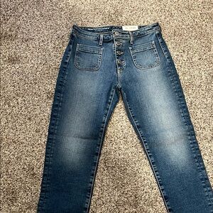 Good American Blue Skinny Jeans with Vintage Fading